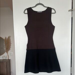 Zara Black and Brown Drop Waist Sleeveless Dress